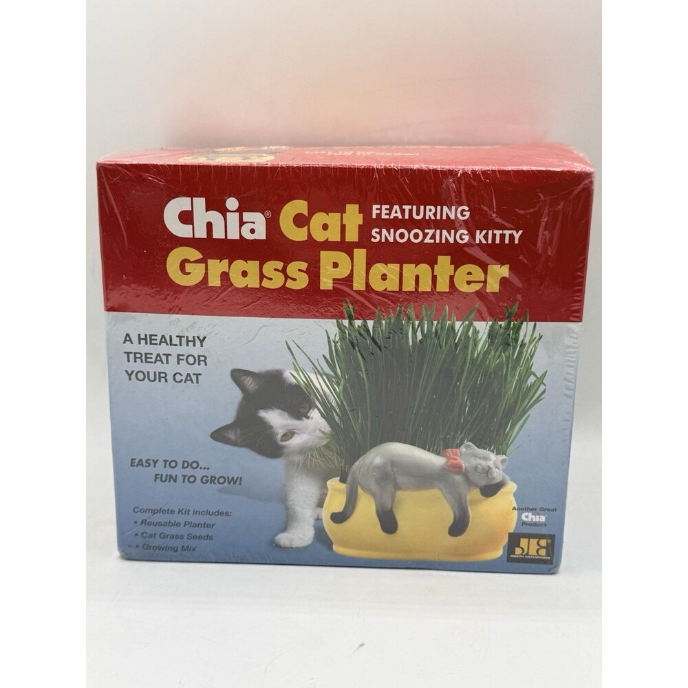 Chia Pet Cat Grass Planter Snoozing Kitty SEALED